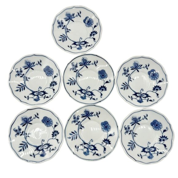Blue Danube Japan Porcelain Demitasse Cups w Saucers Set Of 6 Blue White Floral - Picture 5 of 7